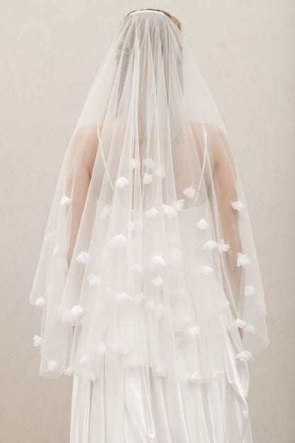 Floral Veil V007 Off White