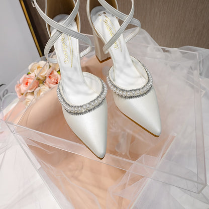 Wedding Shoes With Pearl Rhinestones - CBB Market 