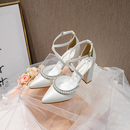 Wedding Shoes With Pearl Rhinestones - CBB Market 