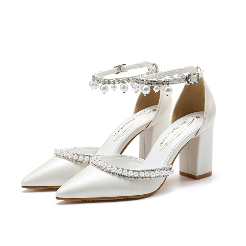 Wedding Shoes With Pearl Rhinestones - CBB Market 