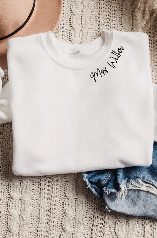 Custom White Embroidered Sweatshirt - CBB Market