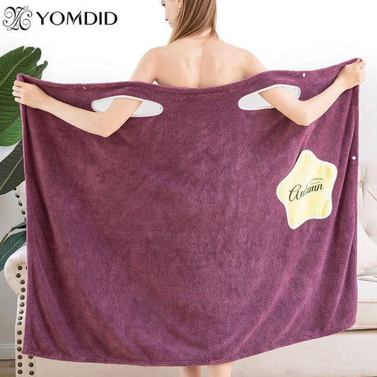 Wearable Bath Towel Superfine Fiber Towels Soft and Absorbent Chic Towel for Autumn Hotel Home Bathroom Gifts Women Bathrobe - CBB Market